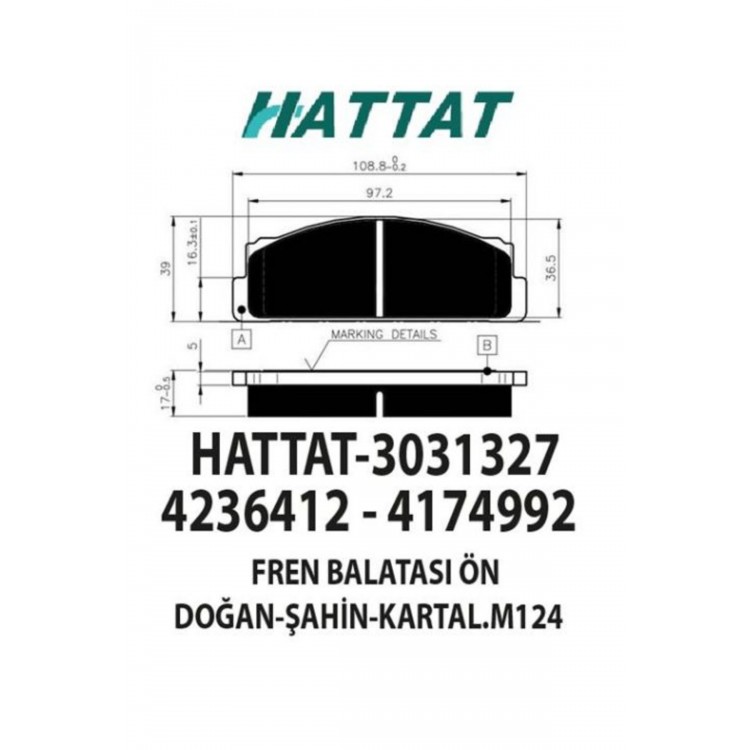 TOFAŞ DOĞAN ŞAHİN KARTAL ÖN FREN BALATASI 4236412 4174992 *NS*