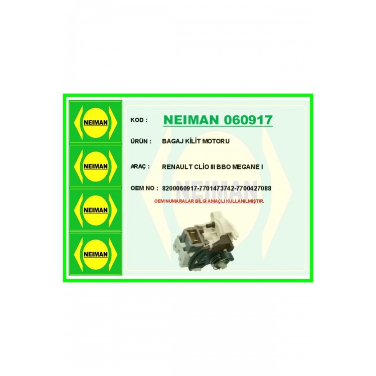 BAGAJ KİLİT MOTORU RENAULT CLİO 3 BBO MEGANE 1 8200060917 7701473742 7700427088