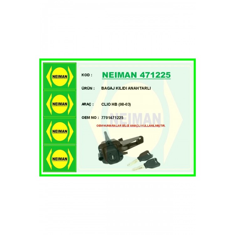 BAGAJ KILIDI ANAHTARLI CLIO HB 1998-2003 7701471225