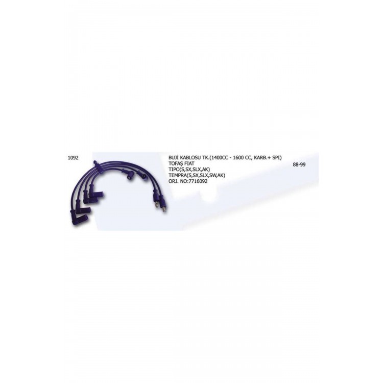 Buji Kablosu 7716092 Tıpo Fıat Tempra 1/4 1/6 Karb (1 Tk ) Buji Kablosu 7716092 Tıpo Fıat Tempra 1/4 1/6 Karb (1 Tk )